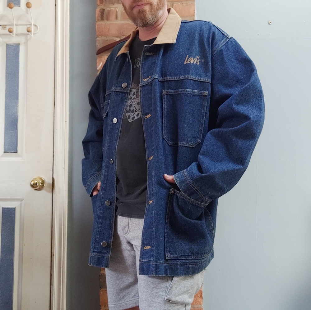 Rare Vintage 80's Levi's Blue Denim Chore Jacket Men's Size XL Made In Canada - Picture 13 of 15
